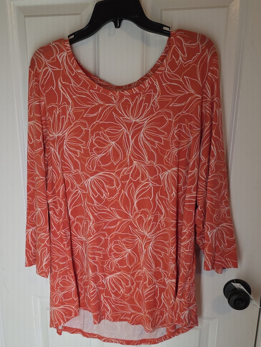 JM Collection Coral Floral Long-Sleeve Scoop-Neck Blouse